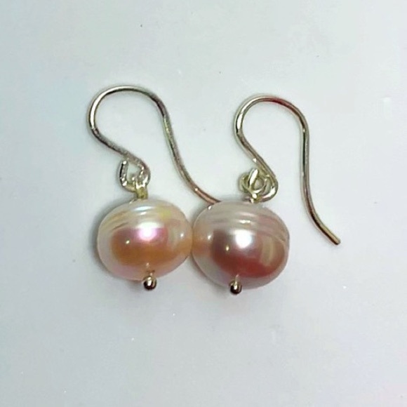 Hand Made Pearl Silver Earrings - Picture 1 of 3